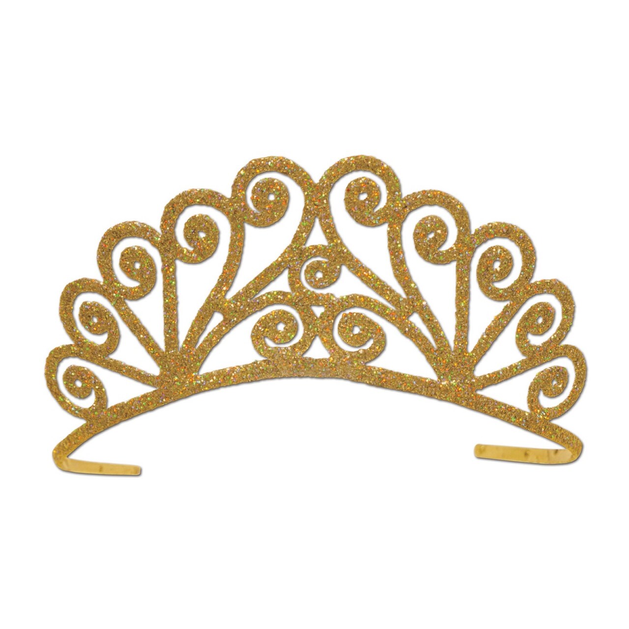 Beistle Pack of 6 Elegant Gold Glitter Encrusted Metal Princess Tiara Costume Accessories